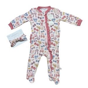 Milkberry | Baby Bow Footed Bamboo Pajamas | 3-6M